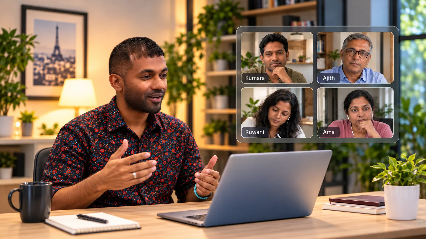 Live online French class with Prasanna and four adult learners