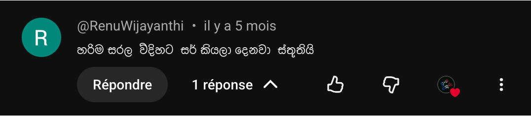 YouTube learner comment